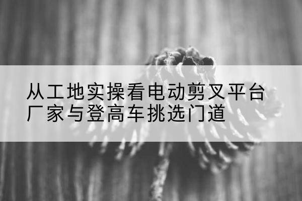 冷水滩电动剪叉升降平台厂家-从工地实操看电动剪叉平台厂家与登高车挑选门道
